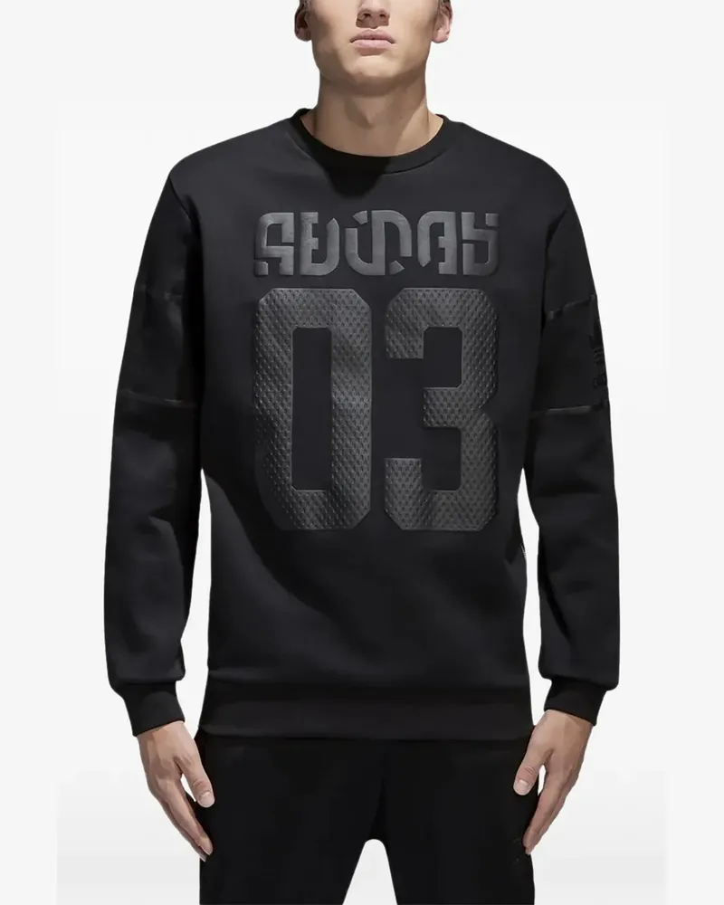 adidas Sweatshirt mit Rundhalsausschnitt - Schwarz Schwarz