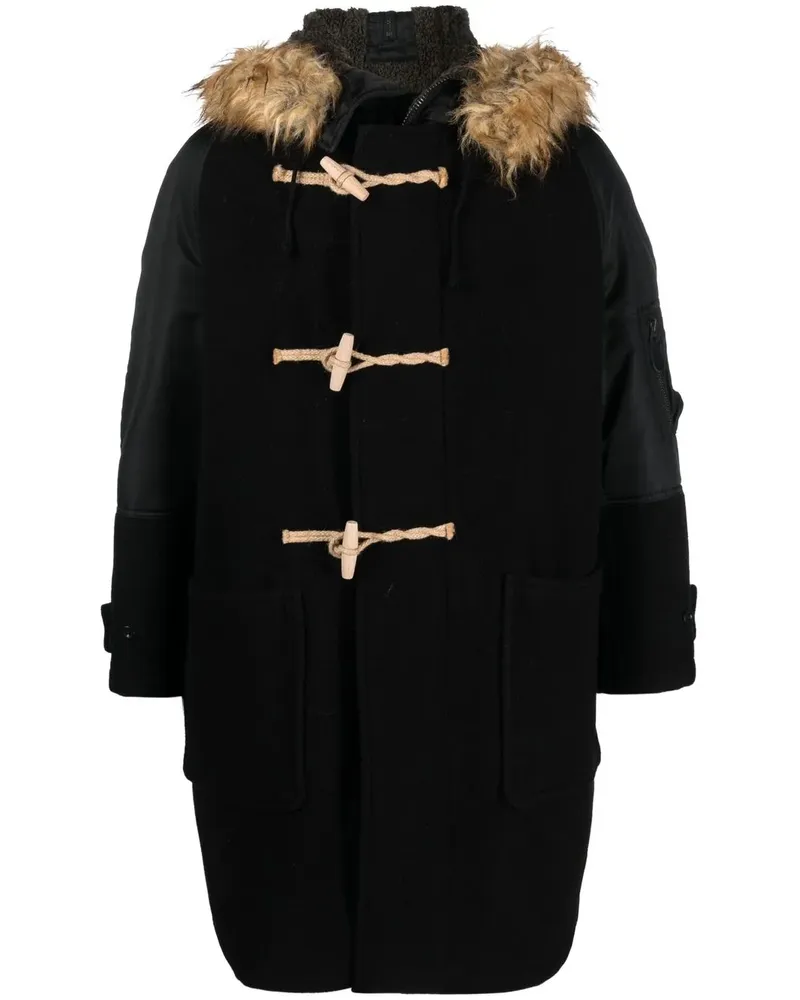 Junya Watanabe Dufflecoat mit Kontrastärmeln - Schwarz Schwarz