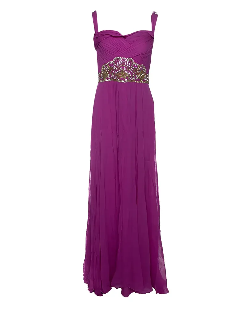 Marchesa Pre-owned Maxikleid mit Perlenbund - Violett Violett