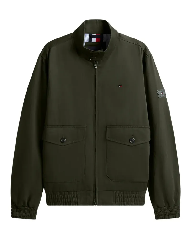 Tommy Hilfiger logo-patch zip-up cotton jacket - Grün Grün