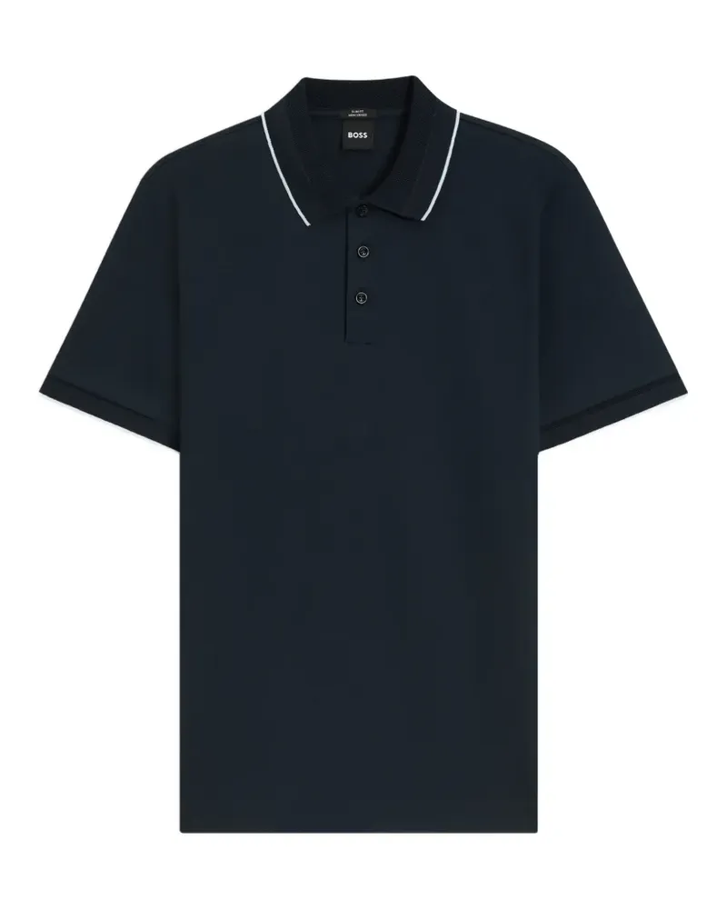 HUGO BOSS Schmales Poloshirt mit mercerisiertem Effekt - Blau Blau