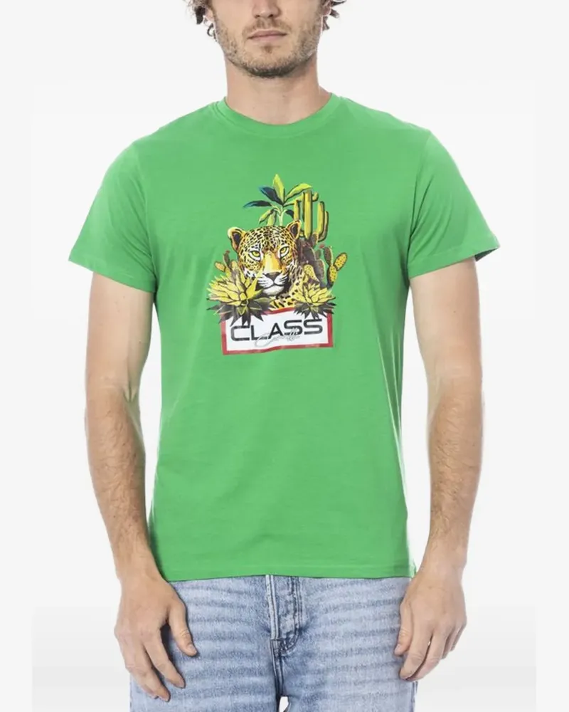Roberto Cavalli T-Shirt mit Jaguar-Print - Grün Grün