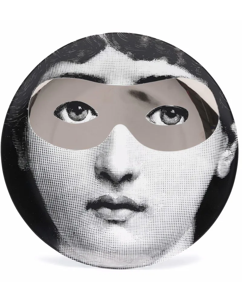 Fornasetti Wandteller mit grafischem Print Schwarz