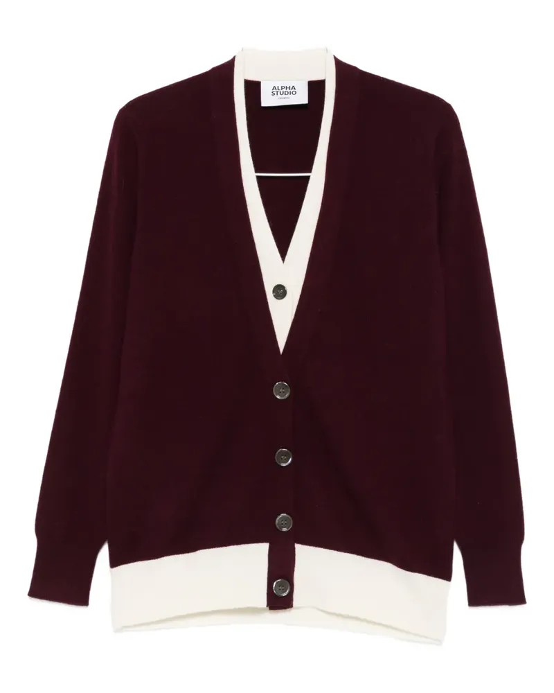 Alpha Studio contrast-trim cardigan - Rot Rot