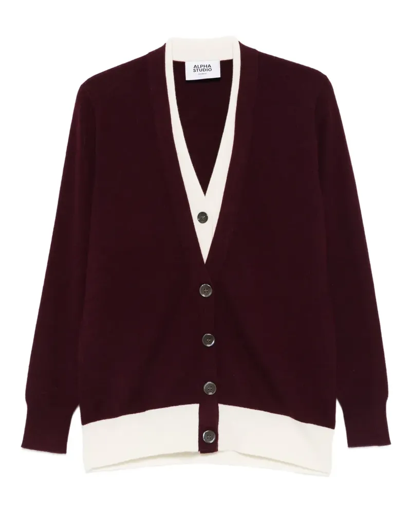 Alpha Studio Cardigan mit Kontrastdetails - Rot Rot