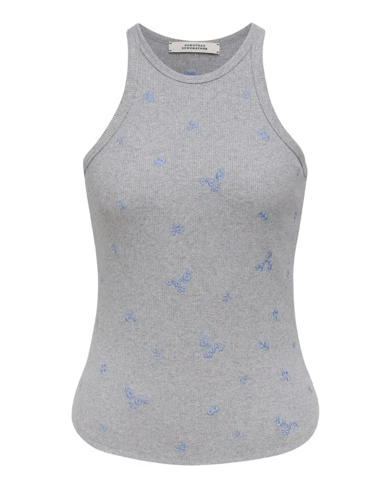 Dorothee Schumacher Rippenoberteil mit Blumenstickerei - Grau Grau