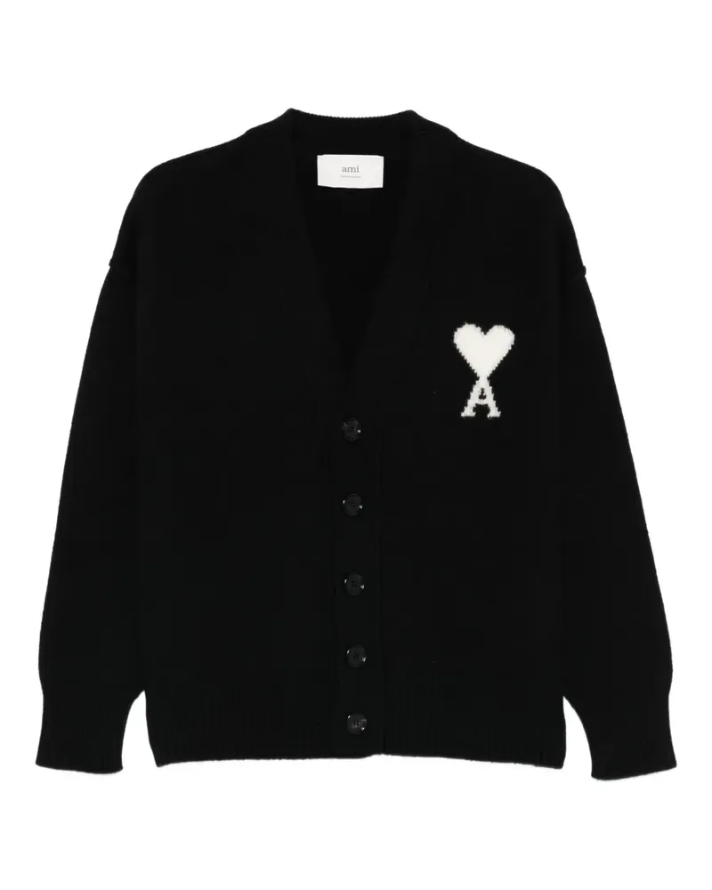 AMI Paris Cardigan mit Logo - Schwarz Schwarz