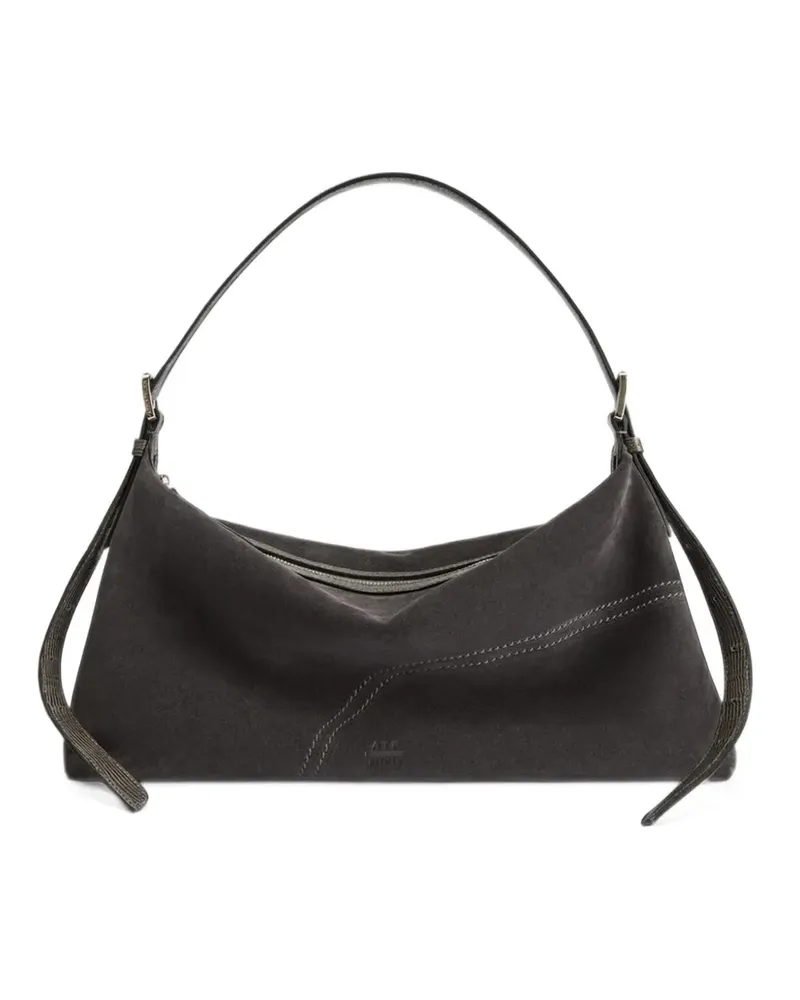 ATP Atelier Castellare Schultertasche aus Wildleder mit Eidechsen-Effekt - Grau Grau
