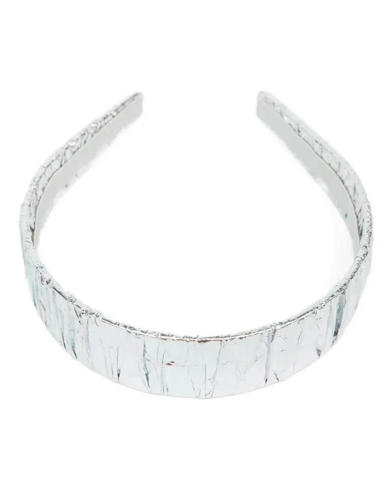 Maison Margiela Stirnband mit Logo-Schild - Silber Silber