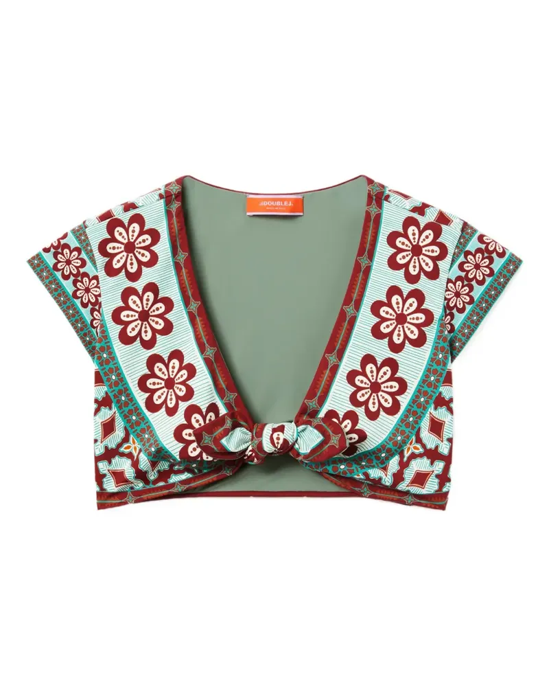 La DoubleJ Bardot Oberteil mit Blumen-Print - Grün Grün