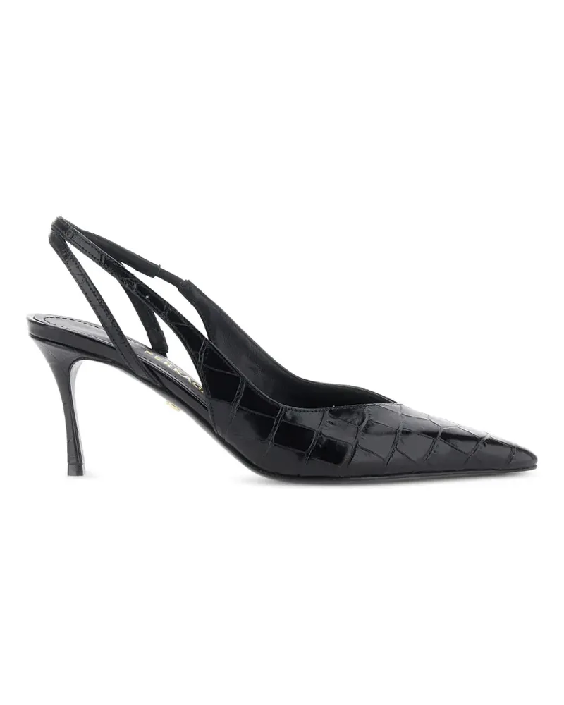 Ferragamo Slingback-Pumps mit Kroko-Effekt - Schwarz Schwarz