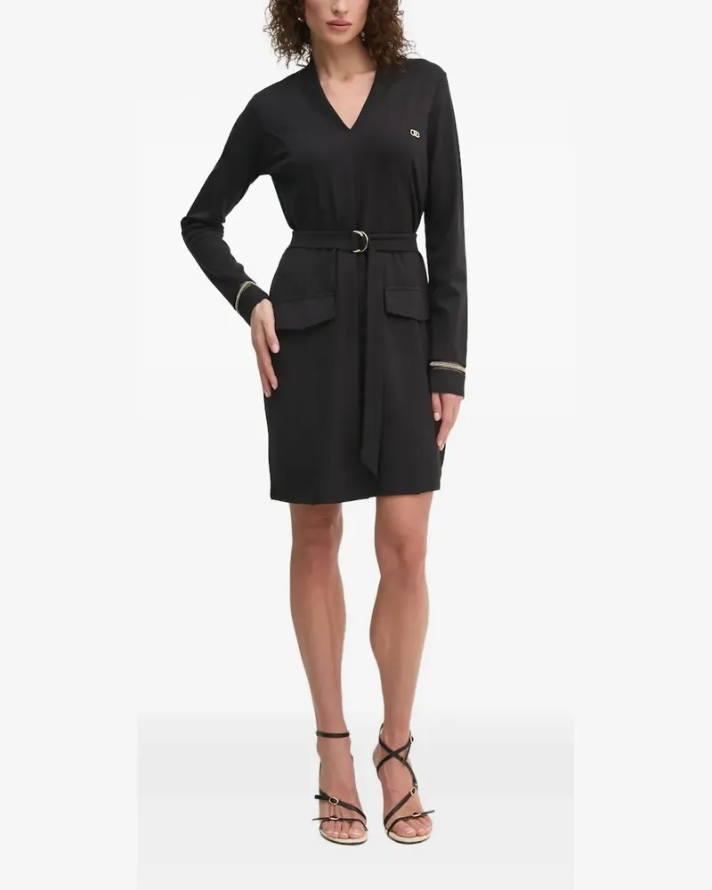 Liu Jo Kleid mit V-Ausschnitt - Schwarz Schwarz