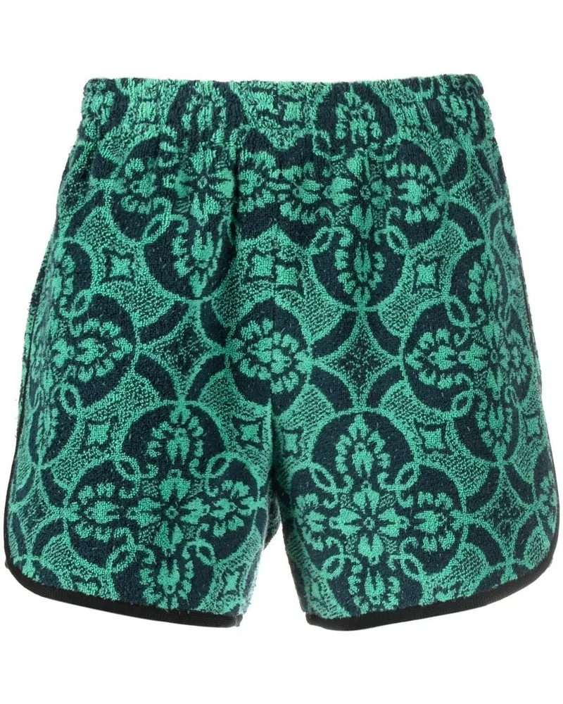 Marine Serre Oriental Towels Joggingshorts - Grün Grün