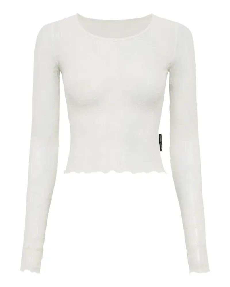 Marine Serre Cropped-Top aus Netzstoff - Weiß Weiß