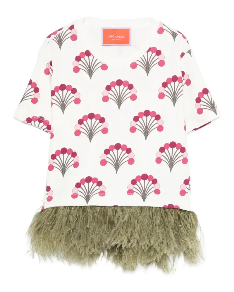 La DoubleJ T-Shirt mit Blumen-Print - Weiß Weiß