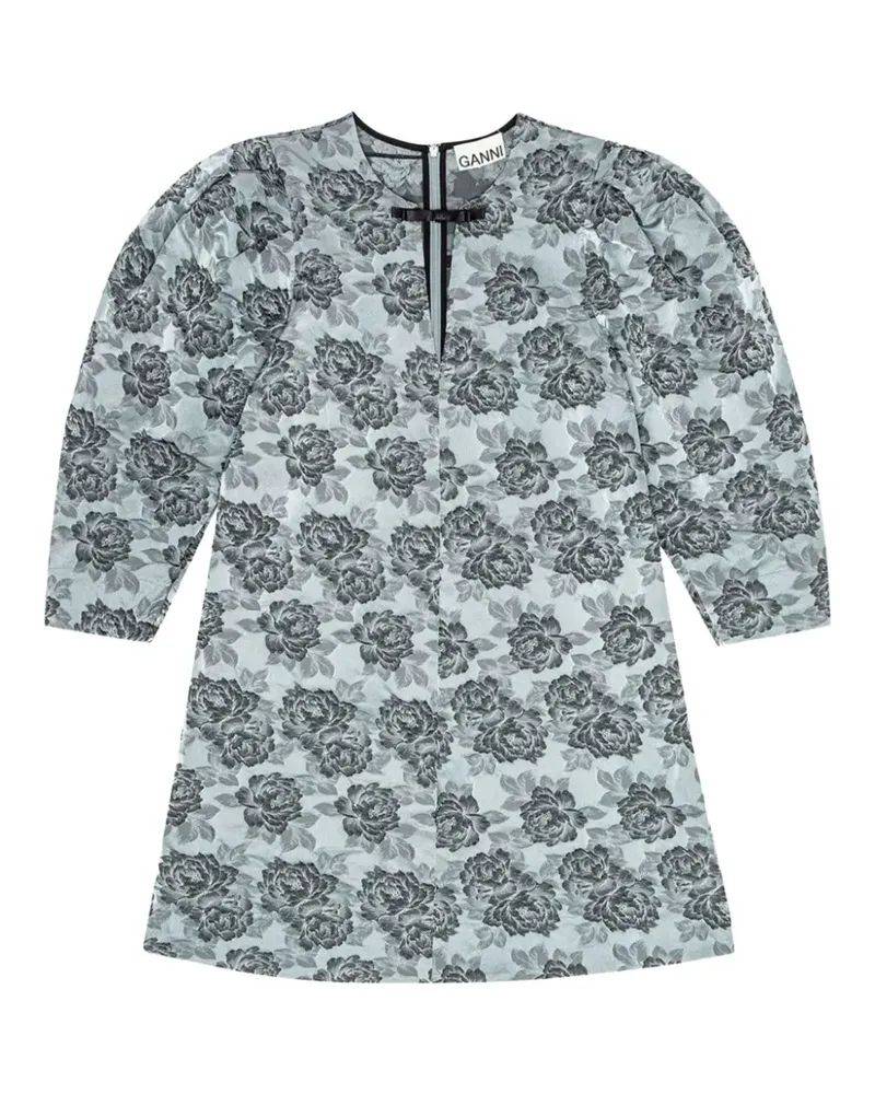 Ganni floral jacquard mini dress - Blau Blau