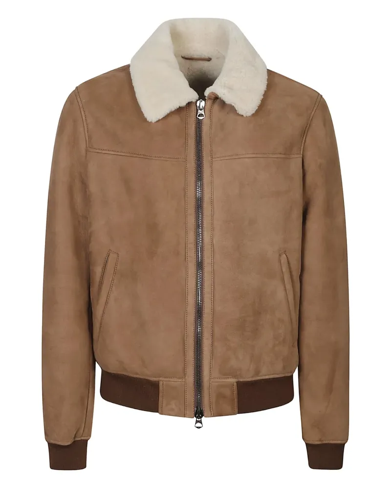 Stewart Lederjacke mit Shearling-Kragen - Nude Nude