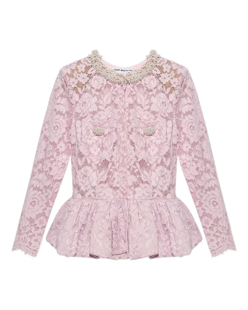 Self-Portrait pink lace peplum top - Rosa Rosa