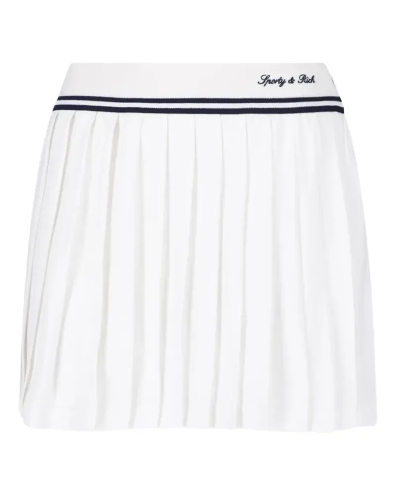 SPORTY & RICH Abigail pleated striped-trim mini skirt - Weiß Weiß