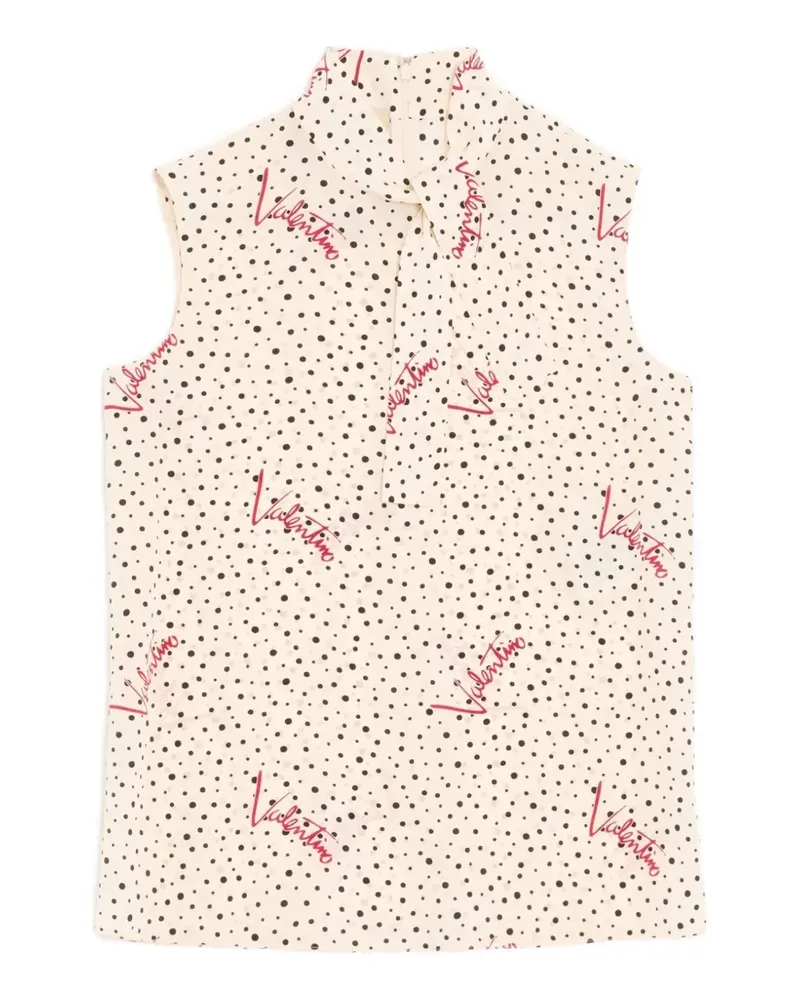 Valentino Garavani Plus De Pois crepe de chine bubble top - Nude Nude