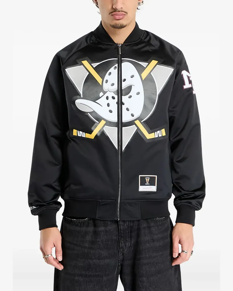 Mitchell & Ness 1992 NHL Ducks Teemu Selänne Bomberjacke - Schwarz Schwarz