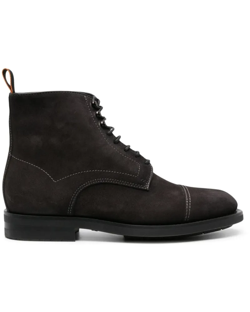 Santoni Schnürstiefel aus Wildleder - Grau Grau