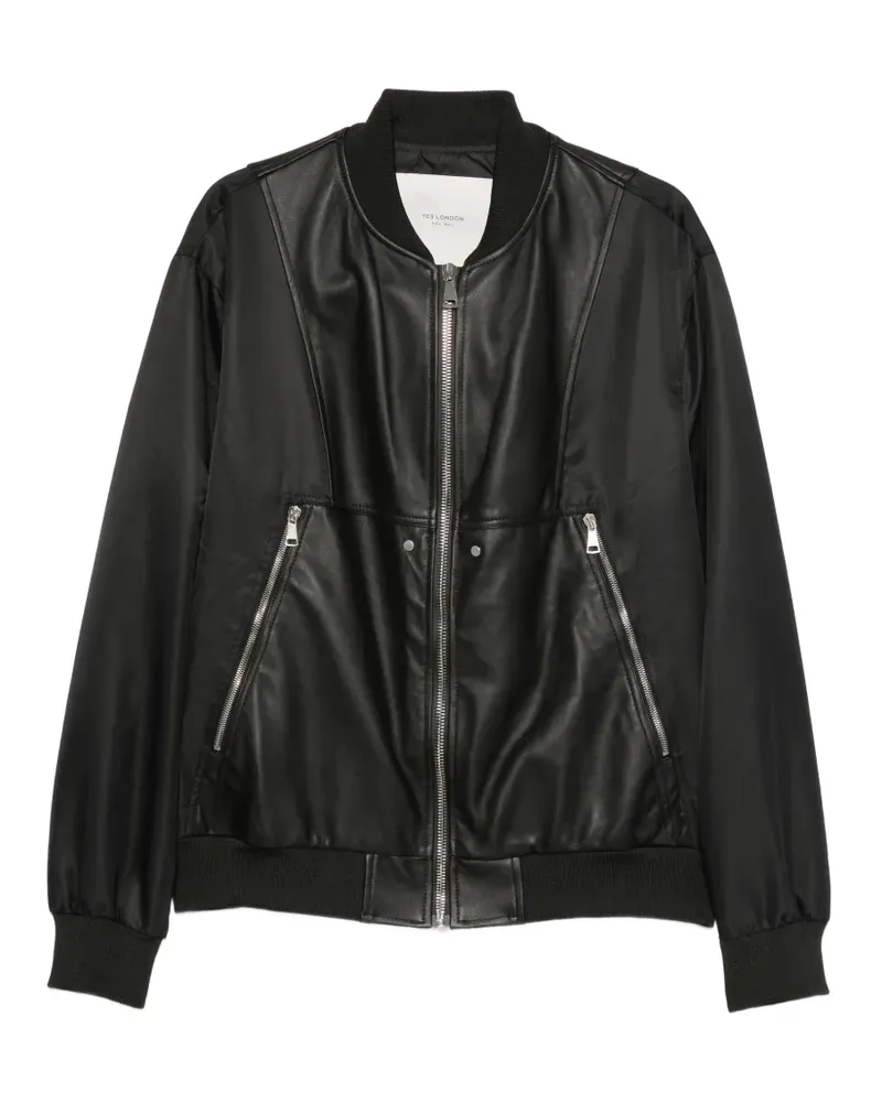 Yes London leather-panelled bomber jacket - Schwarz Schwarz