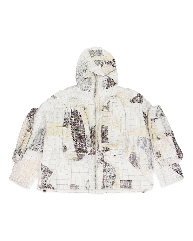 WHO DECIDES WAR Kapuzenjacke im Patchwork-Look - Weiß Weiß