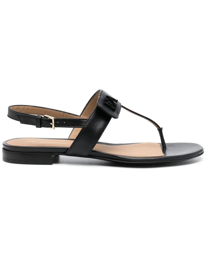 Emporio Armani Sandalen mit Logo-Schild - Schwarz Schwarz