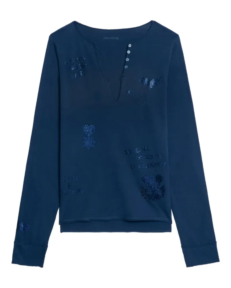 Zadig & Voltaire Oberteil mit V-Ausschnitt - Blau Blau
