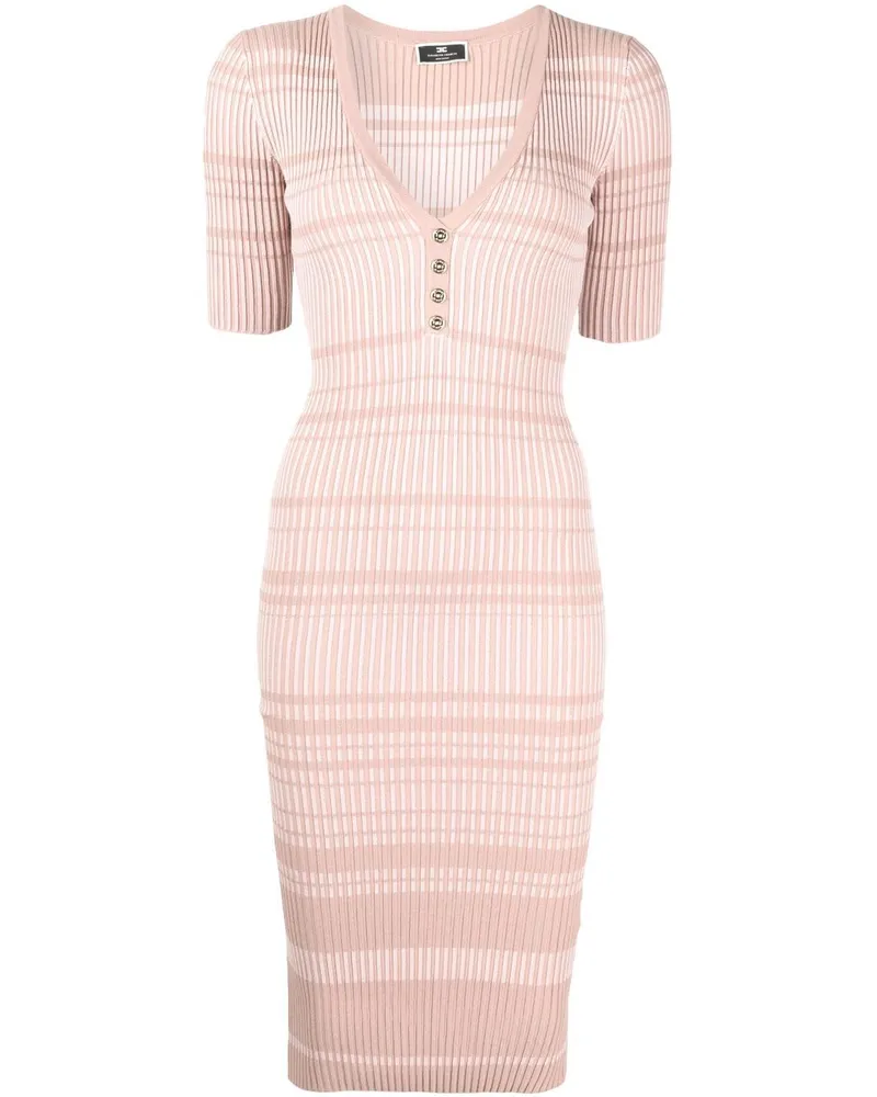 Elisabetta Franchi Geripptes Kleid mit V-Ausschnitt - Rosa Rosa