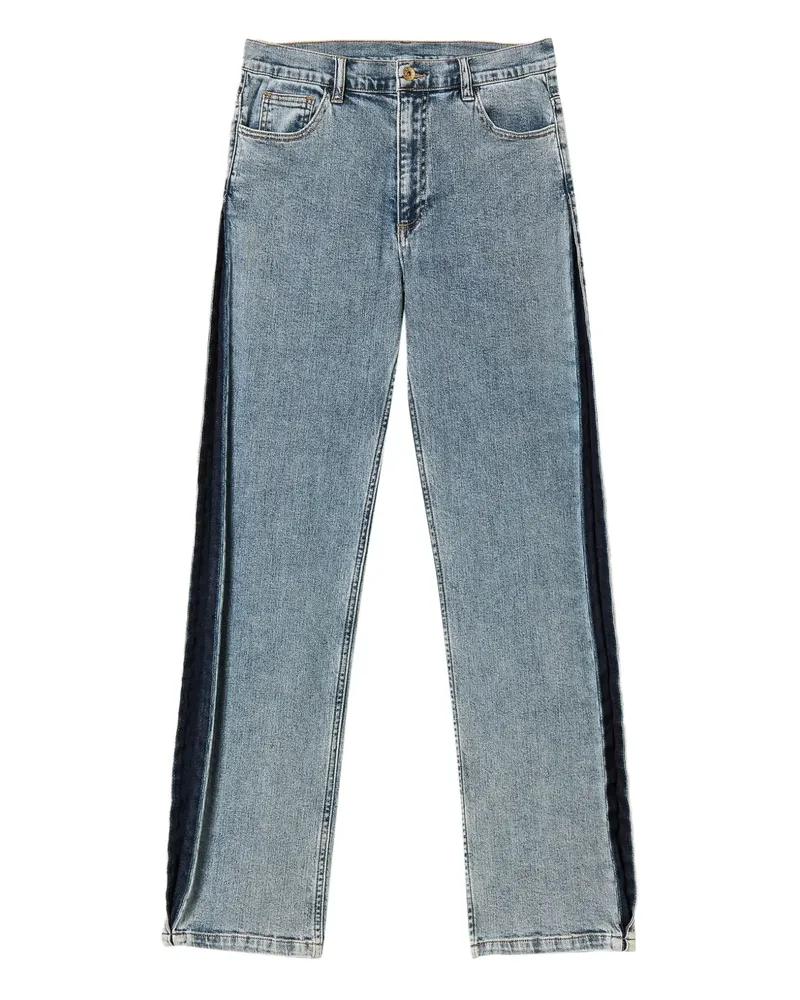 Twin-Set Zweifarbige Jeans mit Seitenstreifen - Blau Blau