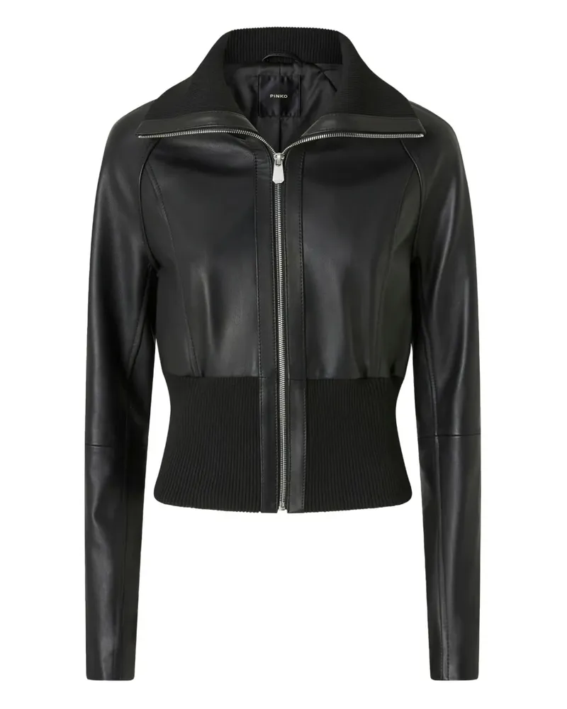 Pinko Klassische Lederjacke - Schwarz Schwarz
