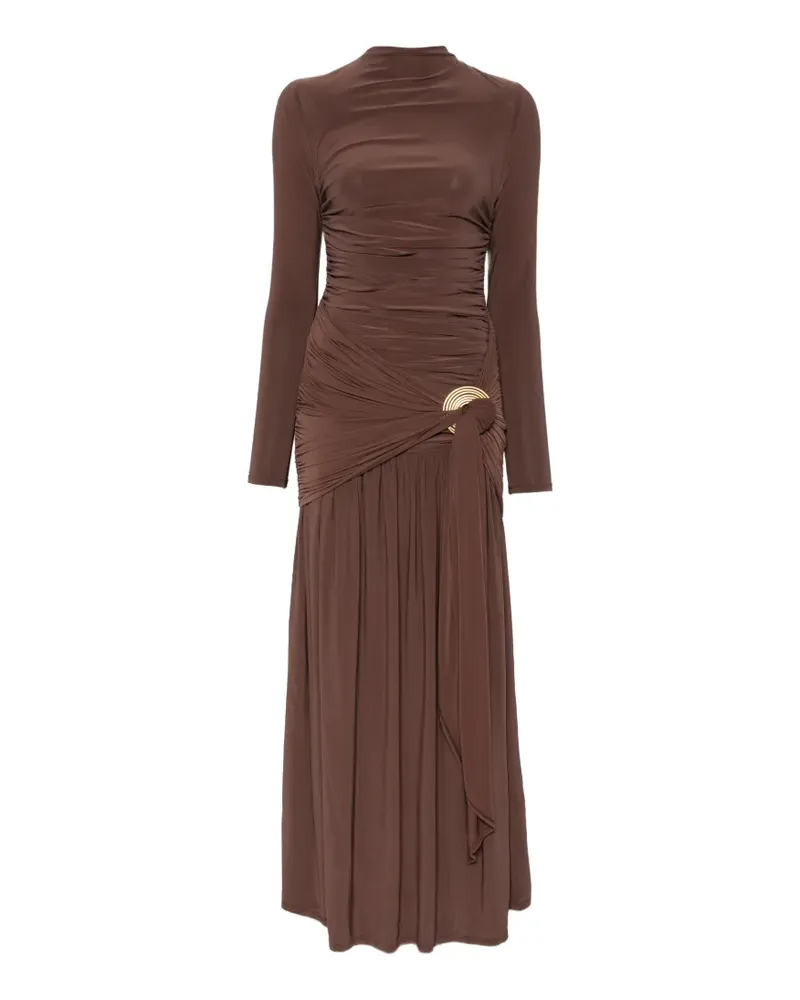 Aje. Gerafftes Selah Maxikleid aus Jersey - Braun Braun