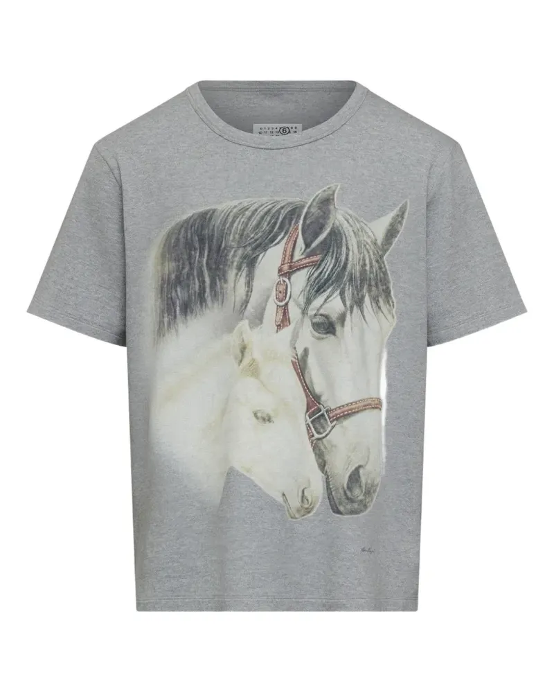 Maison Margiela T-Shirt mit Pferde-Print - Grau Grau
