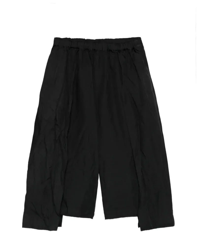 Issey Miyake Asymmetrische Shorts mit Falten - Schwarz Schwarz