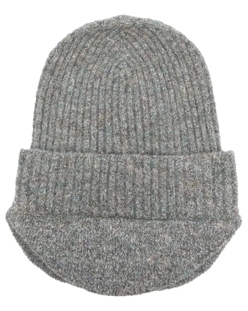 RANRA Gerippte Beanie - Grau Grau