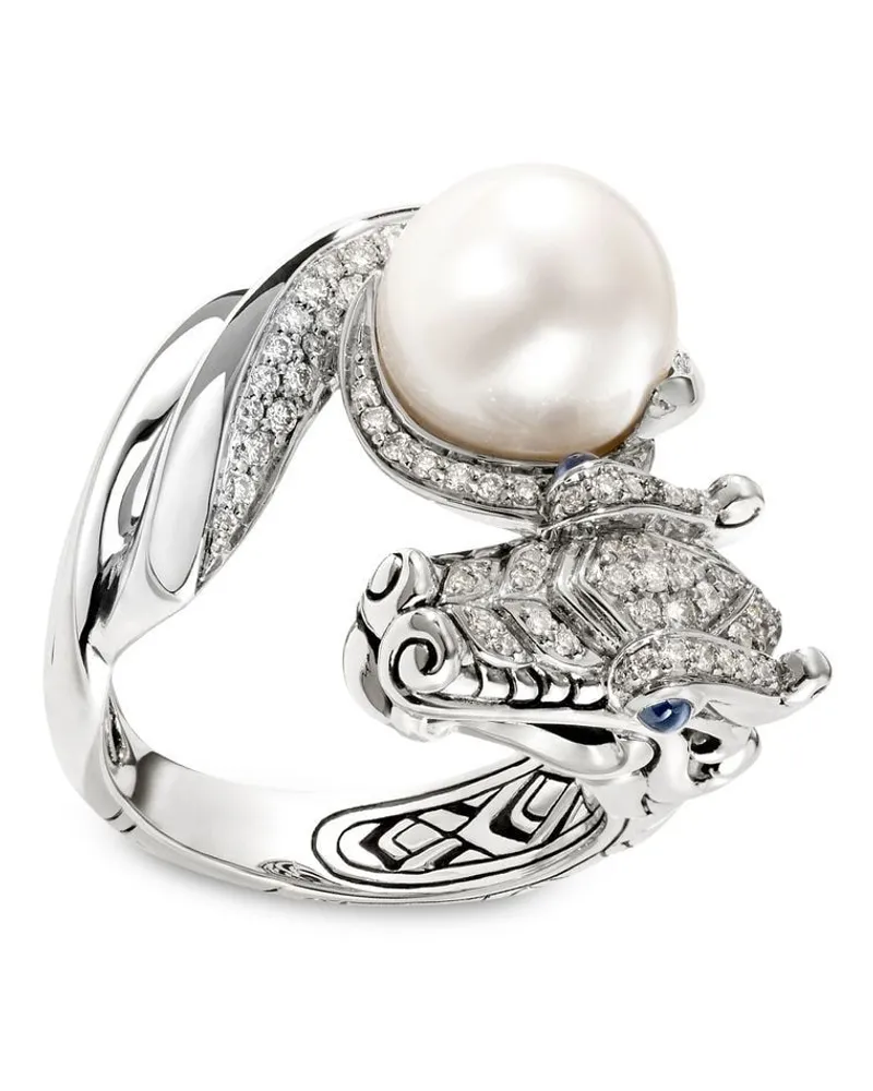 John Hardy Legends Naga Ring mit Süßwasserperlen und Diamanten - Silber Silber