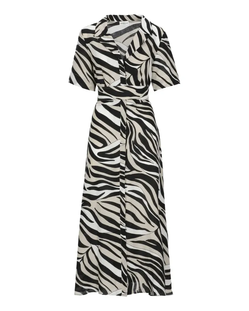 MARELLA zebra-print belted midi shirt dress - Schwarz Schwarz
