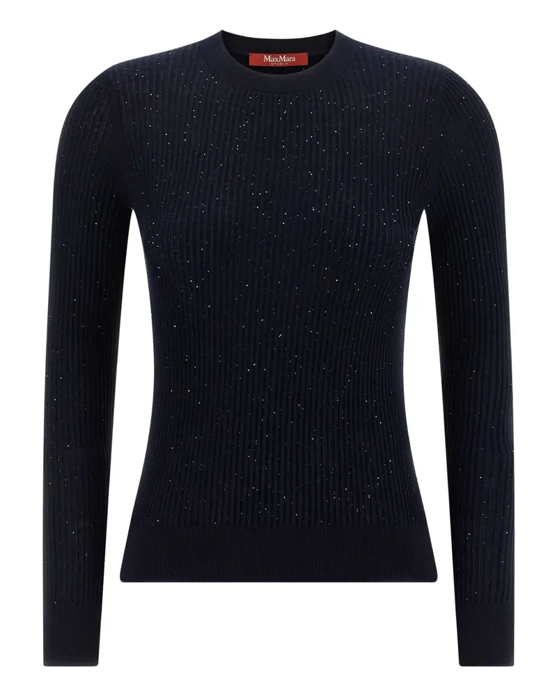 Max Mara Marabu Pullover mit Pailletten - Blau Blau