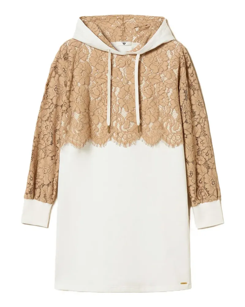 Twin-Set Kapuzenkleid mit Spitze - Weiß Weiß