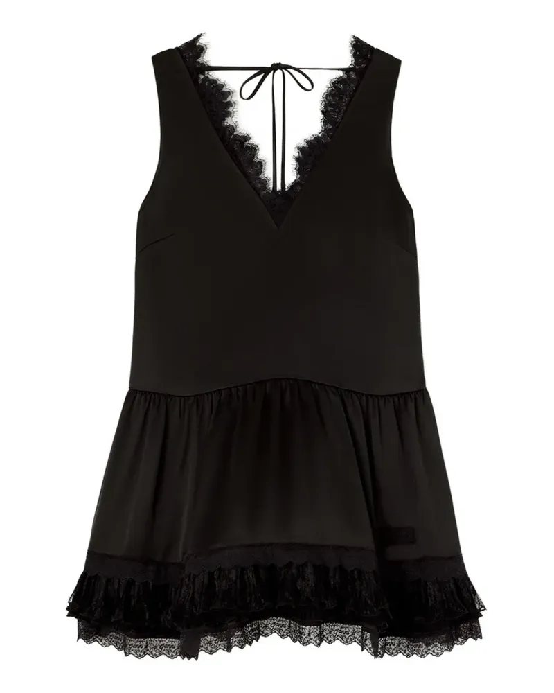 Ganni Kleid aus Spitzensatin - Schwarz Schwarz