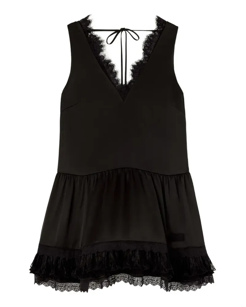 Ganni Kleid aus Spitzensatin - Schwarz Schwarz