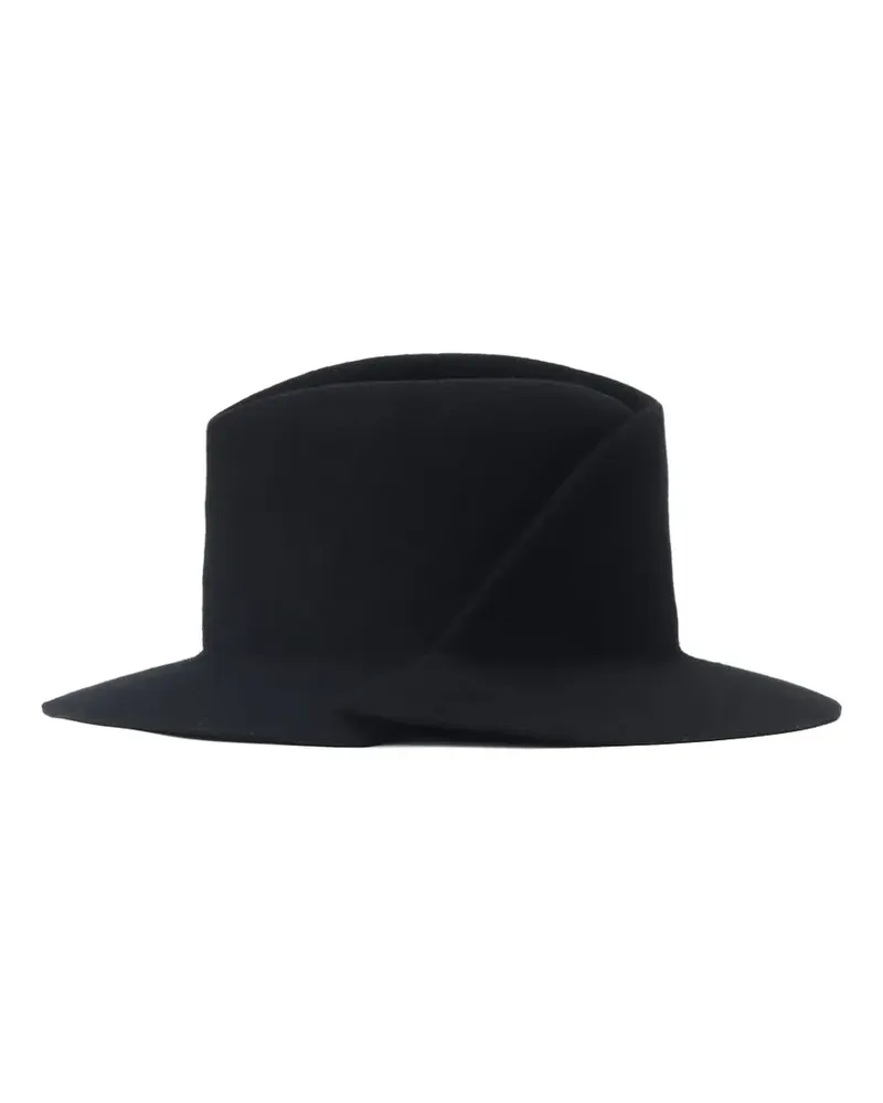 Yohji Yamamoto tucked fedora hat - Schwarz Schwarz