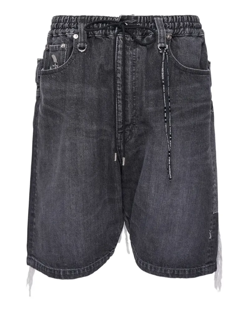 Mastermind Japan distressed drawstring denim shorts - Schwarz Schwarz