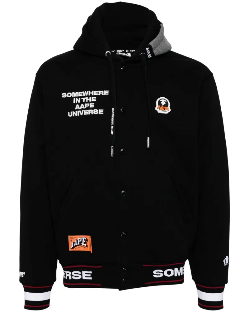 BAPE Moonface Collegejacke mit Kapuze - Schwarz Schwarz