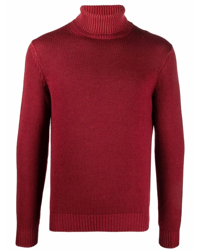 Dell'oglio Rollkragenpullover mit gerippten Details Rot