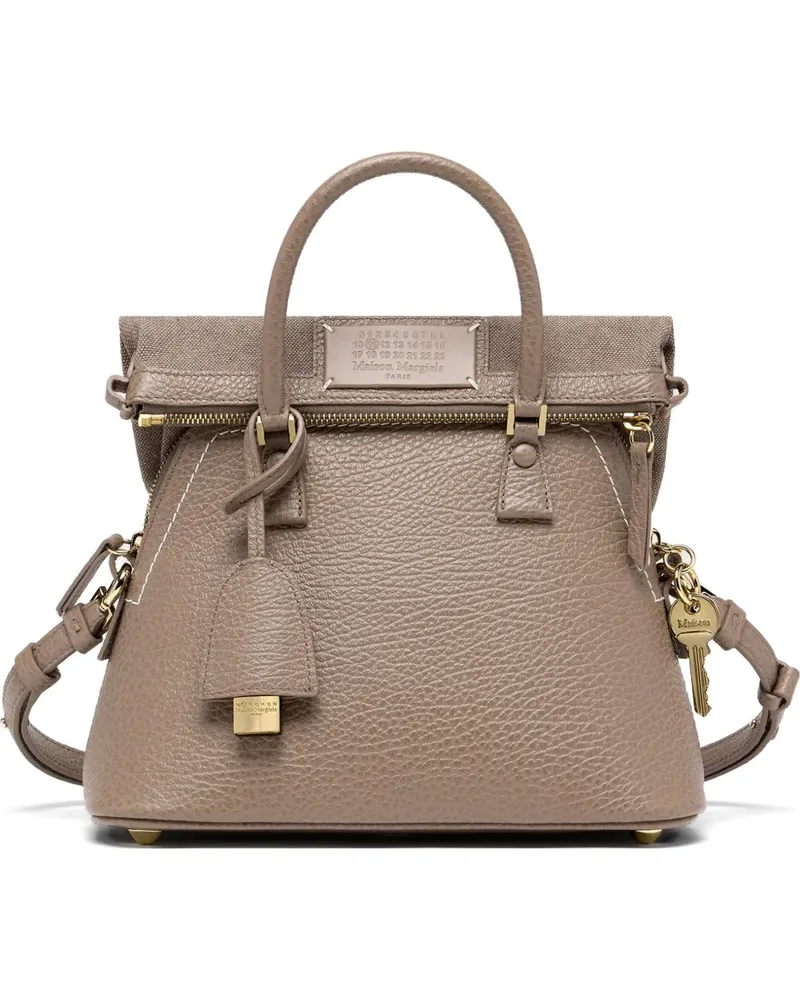 Maison Margiela 5AC Classique Mini textured leather tote bag - Braun Braun