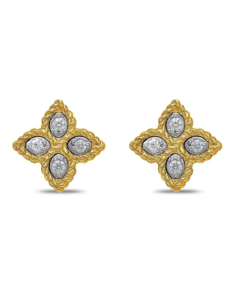 Roberto Coin 18kt Princess Flower Gelbgoldohrringe mit Diamanten Gold