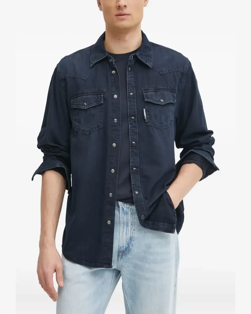 Karl Lagerfeld Jeanshemd mit Klappentasche - Blau Blau
